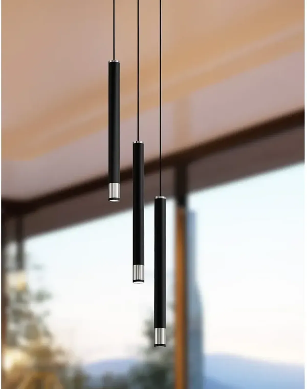George Kovacs Wand LED Coal and Brushed Nickel Pendant