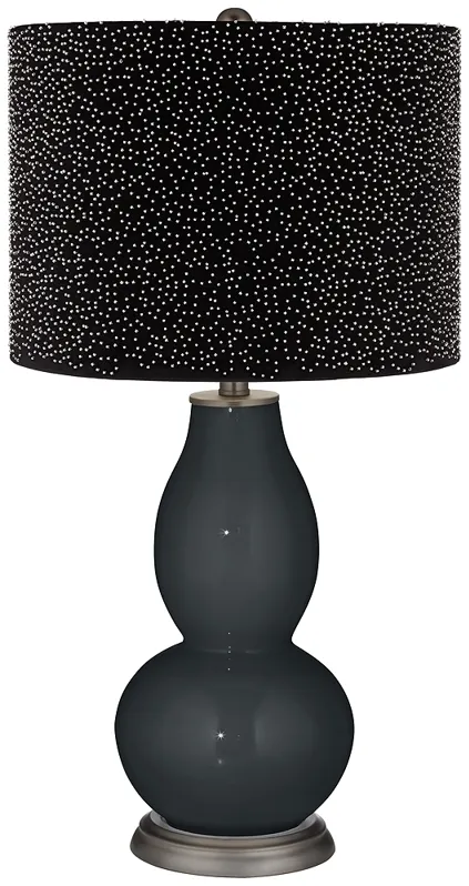 Black of Night Double Gourd Lamp w/ Black Scatter Gold Shade