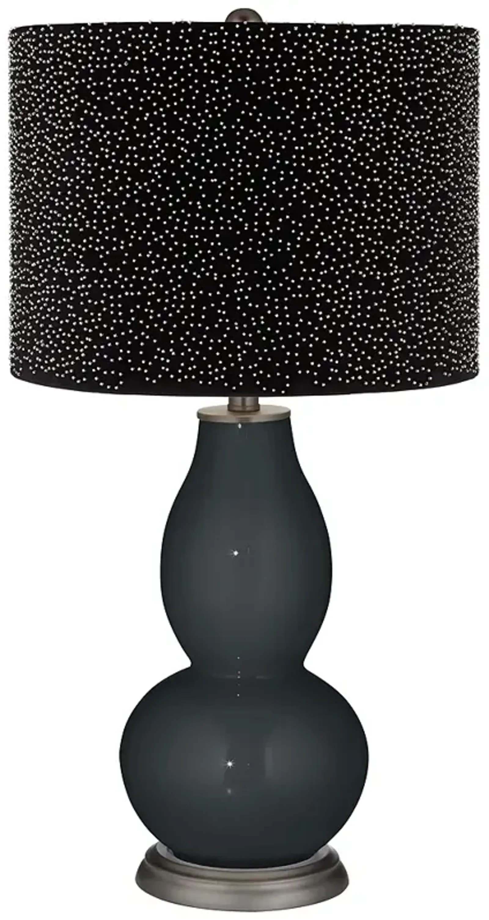 Black of Night Double Gourd Lamp w/ Black Scatter Gold Shade