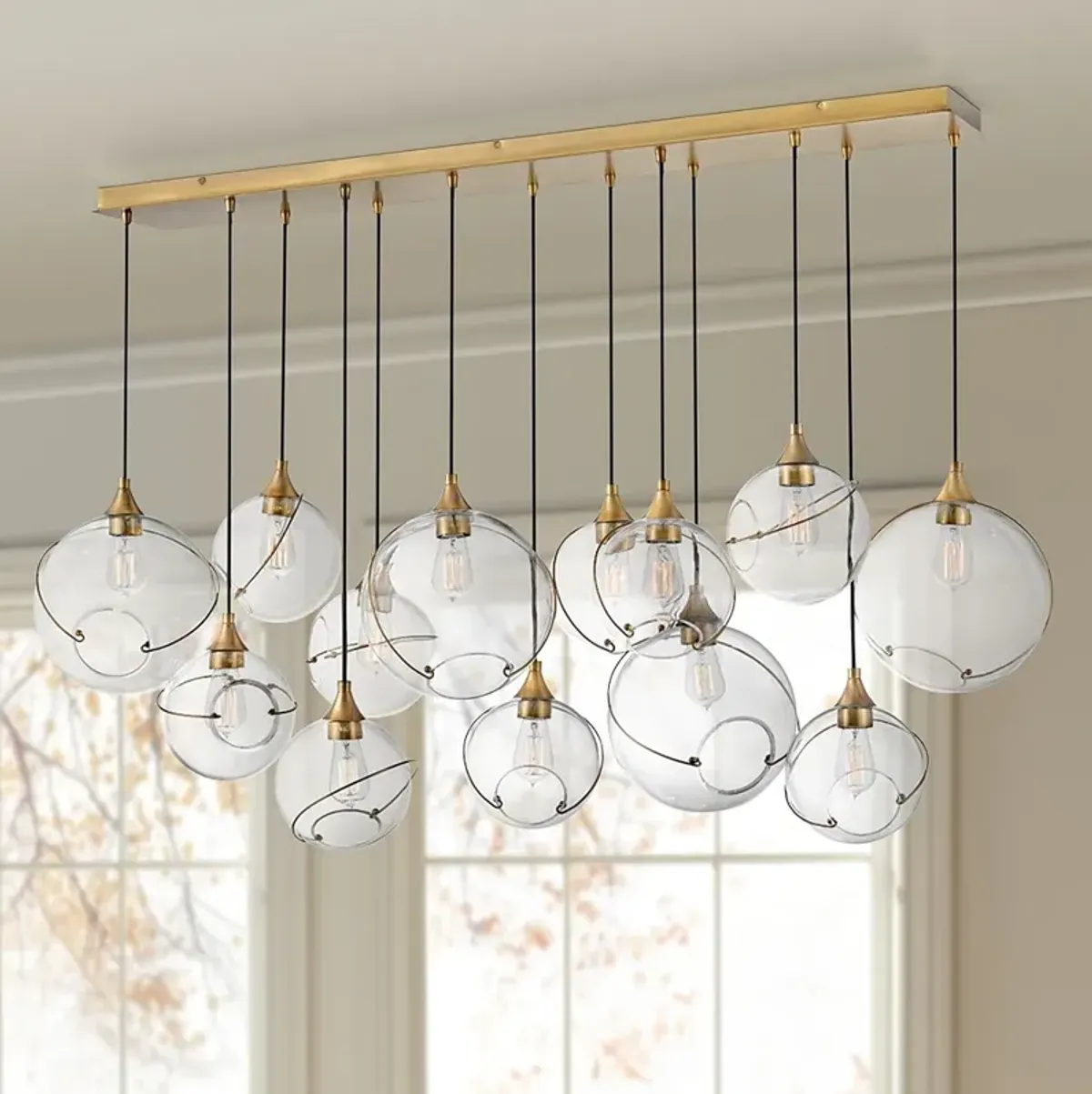 Hinkley Skye 60.3" Wide Brass and Clear Glass Linear Chandelier