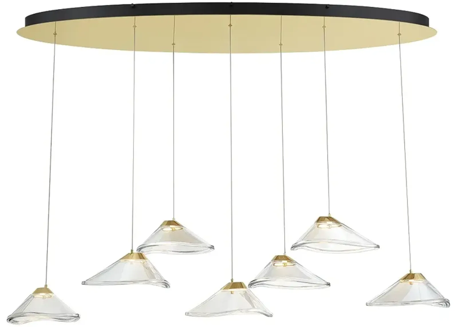 George Kovacs Sneer 55.3" Modern 7-Light LED Coal and Sun Gold Pendant