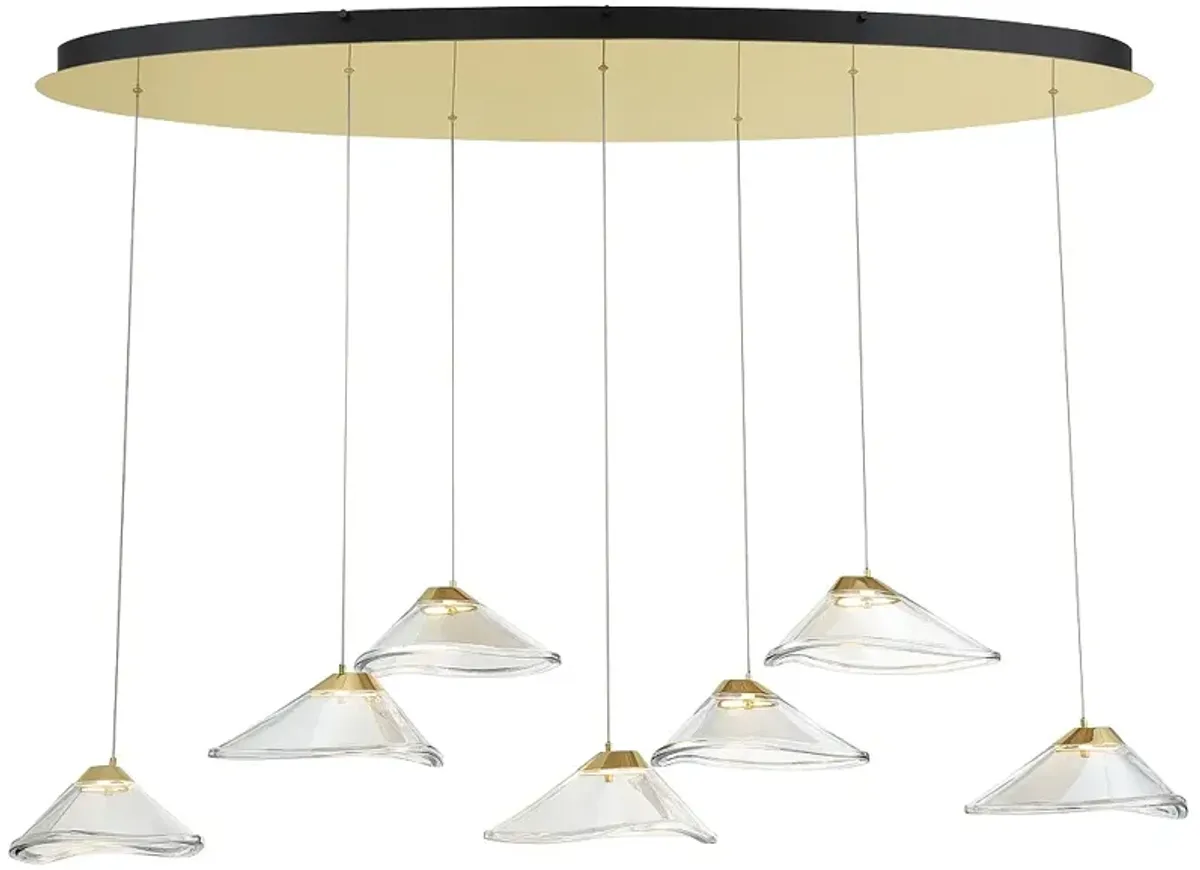 George Kovacs Sneer 55.3" Modern 7-Light LED Coal and Sun Gold Pendant