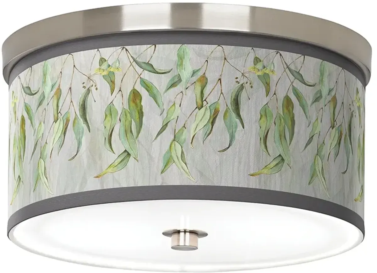 Eucalyptus Giclee Nickel 10 1/4" Wide Ceiling Light