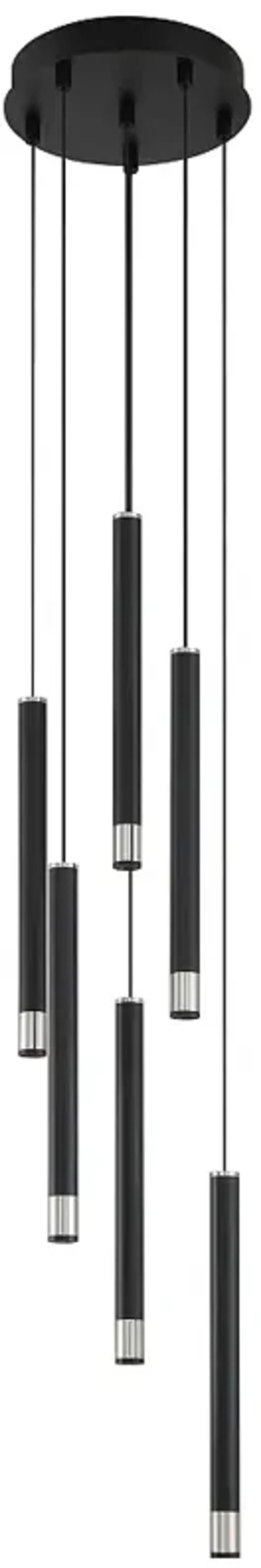 George Kovacs  Wand LED 6-Light Coal and Brushed Nickel Pan Pendant