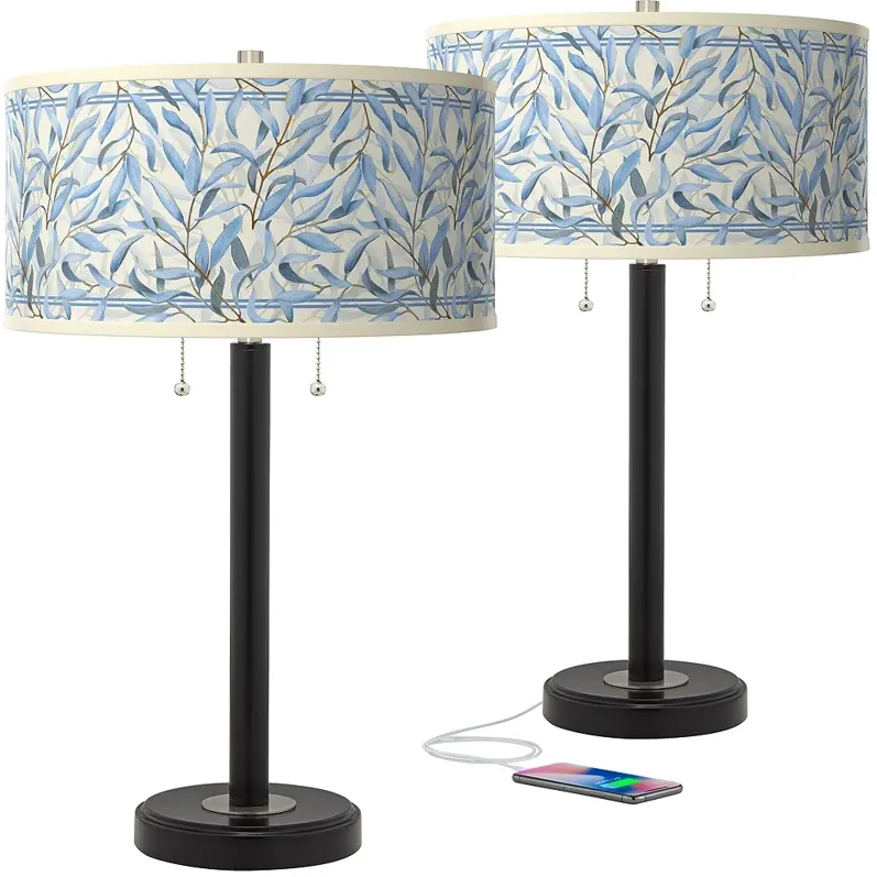 Amity Arturo Black Bronze USB Table Lamps Set of 2