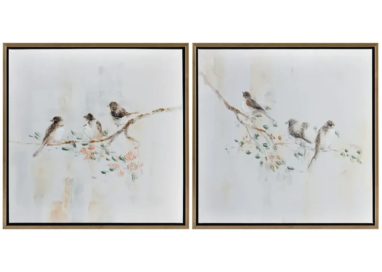 Feathered Friends Framed Canvas Set of Two