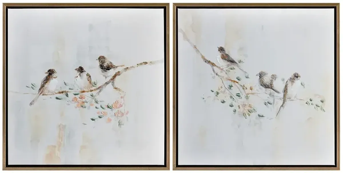 Feathered Friends Framed Canvas Set of Two