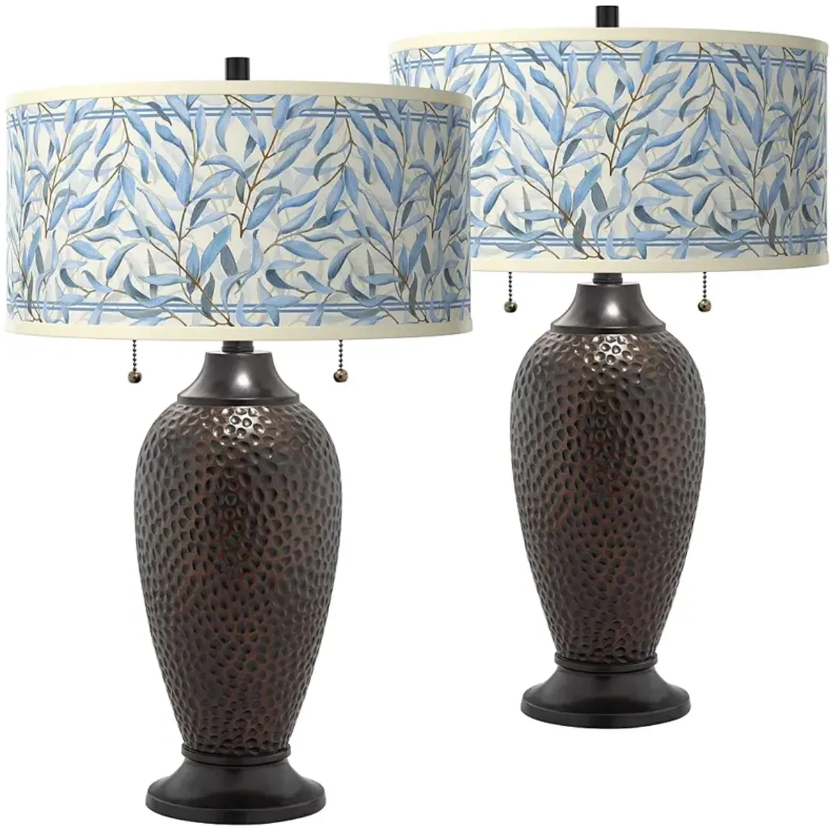 Amity Zoey Hammered Oil-Rubbed Bronze Table Lamps Set of 2