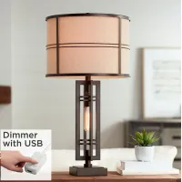 Elias Oil-Rubbed Bronze Table Lamp with Night Light With USB Dimmer