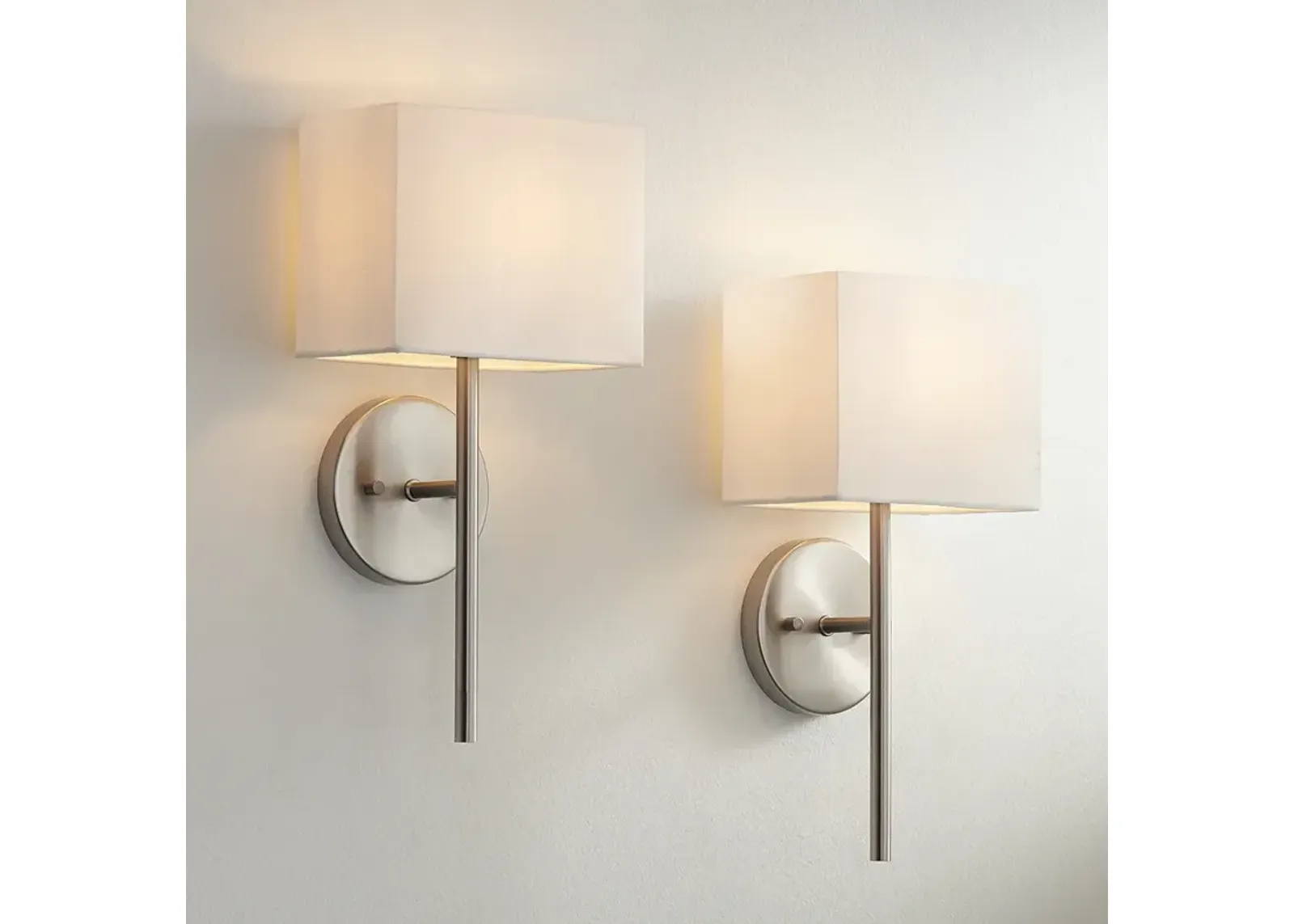 Possini Euro Favreau 16 1/4" High Brushed Nickel Wall Sconce Set of 2