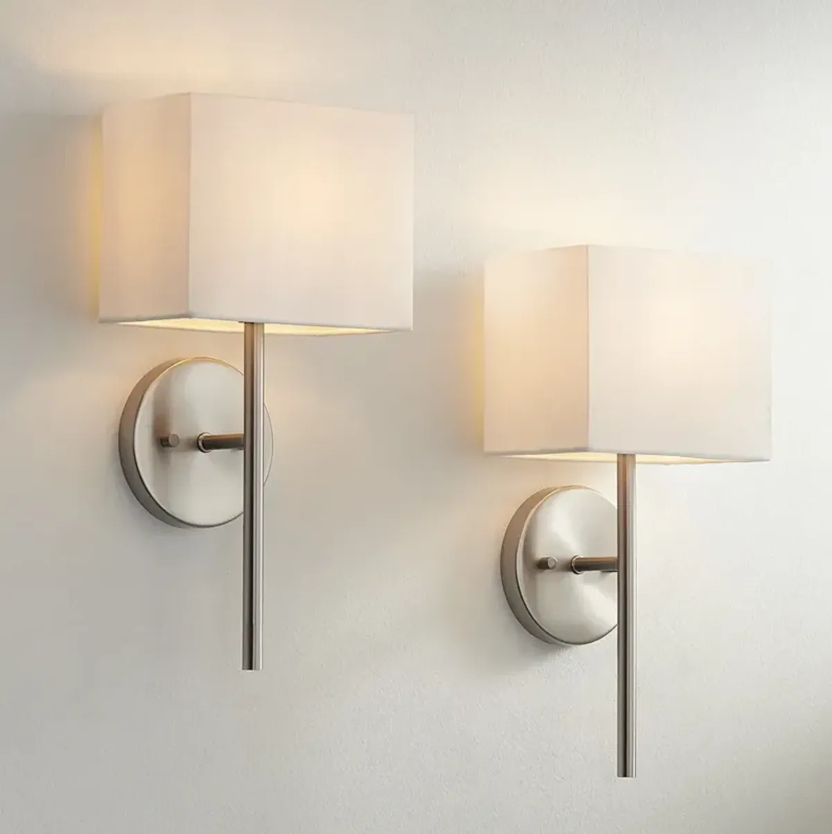 Possini Euro Favreau 16 1/4" High Brushed Nickel Wall Sconce Set of 2