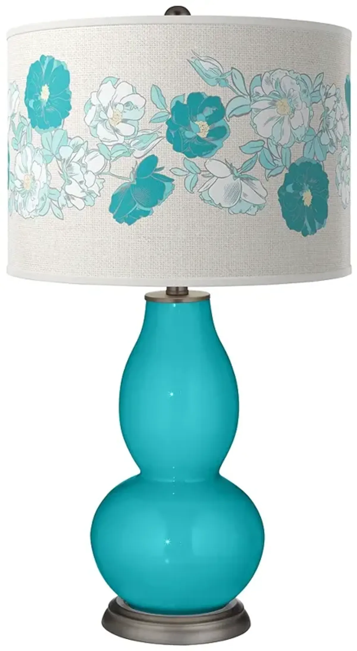 Color Plus Double Gourd 29 1/2" Rose Bouquet Surfer Blue Table Lamp