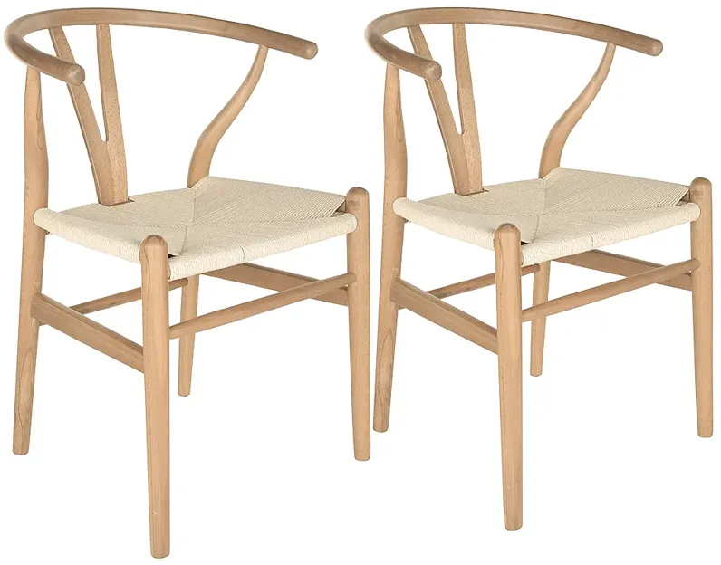 Evelina Natural Wood Side Chairs Set of 2