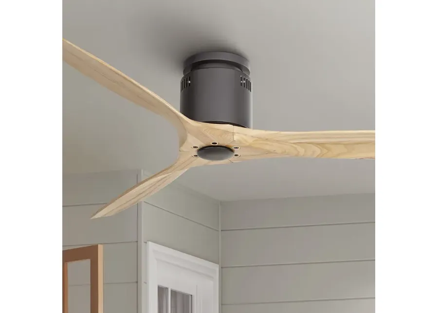 52" Windspun Matte Black-Natural DC Modern Hugger Fan with Remote