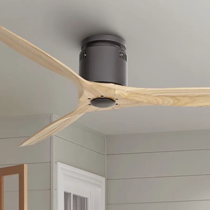 52" Windspun Matte Black-Natural DC Modern Hugger Fan with Remote