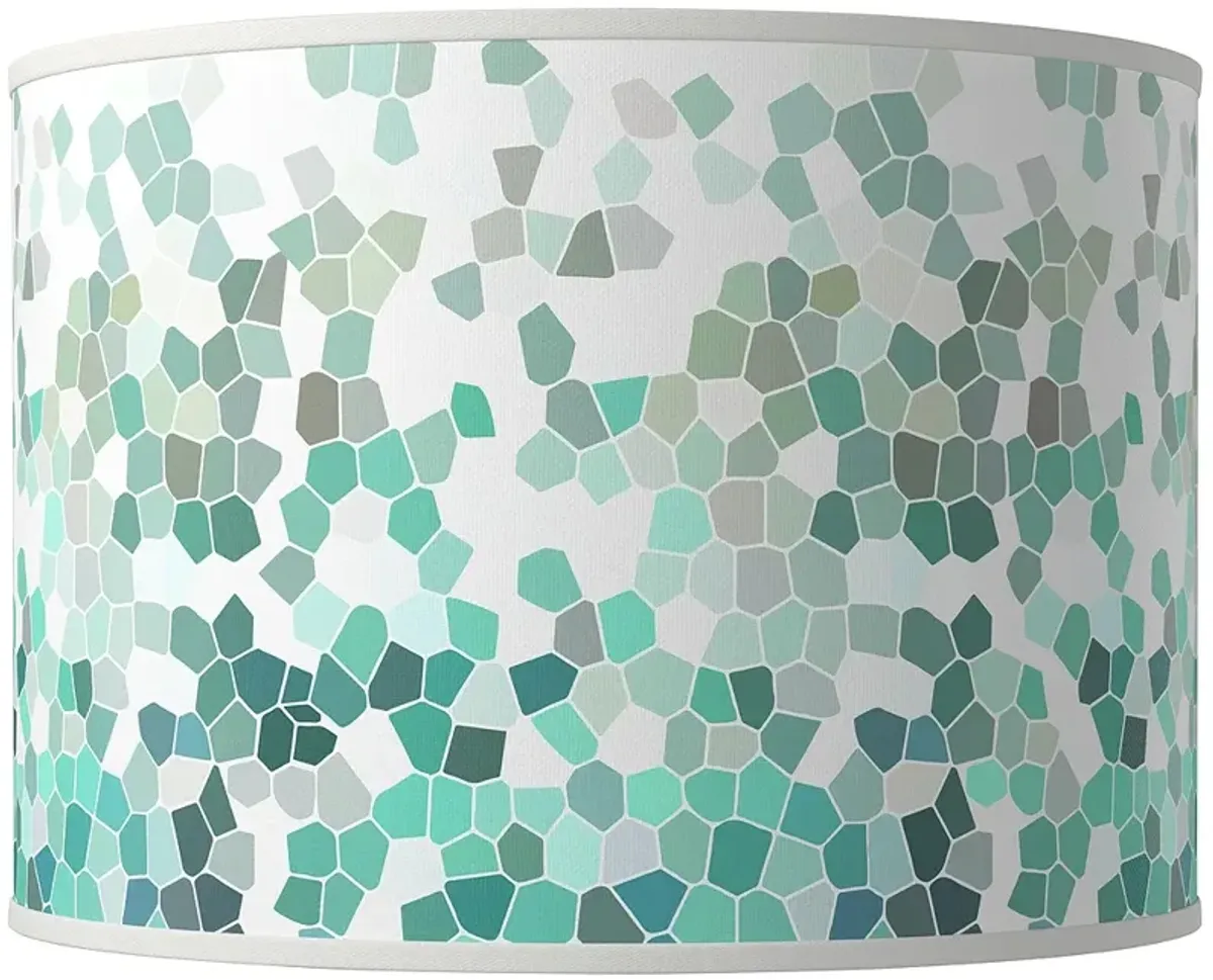 Aqua Mosaic Giclee Round Drum Lamp Shade 15.5x15.5x11 (Spider)