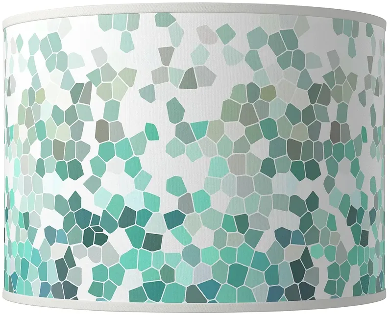 Aqua Mosaic Giclee Round Drum Lamp Shade 15.5x15.5x11 (Spider)