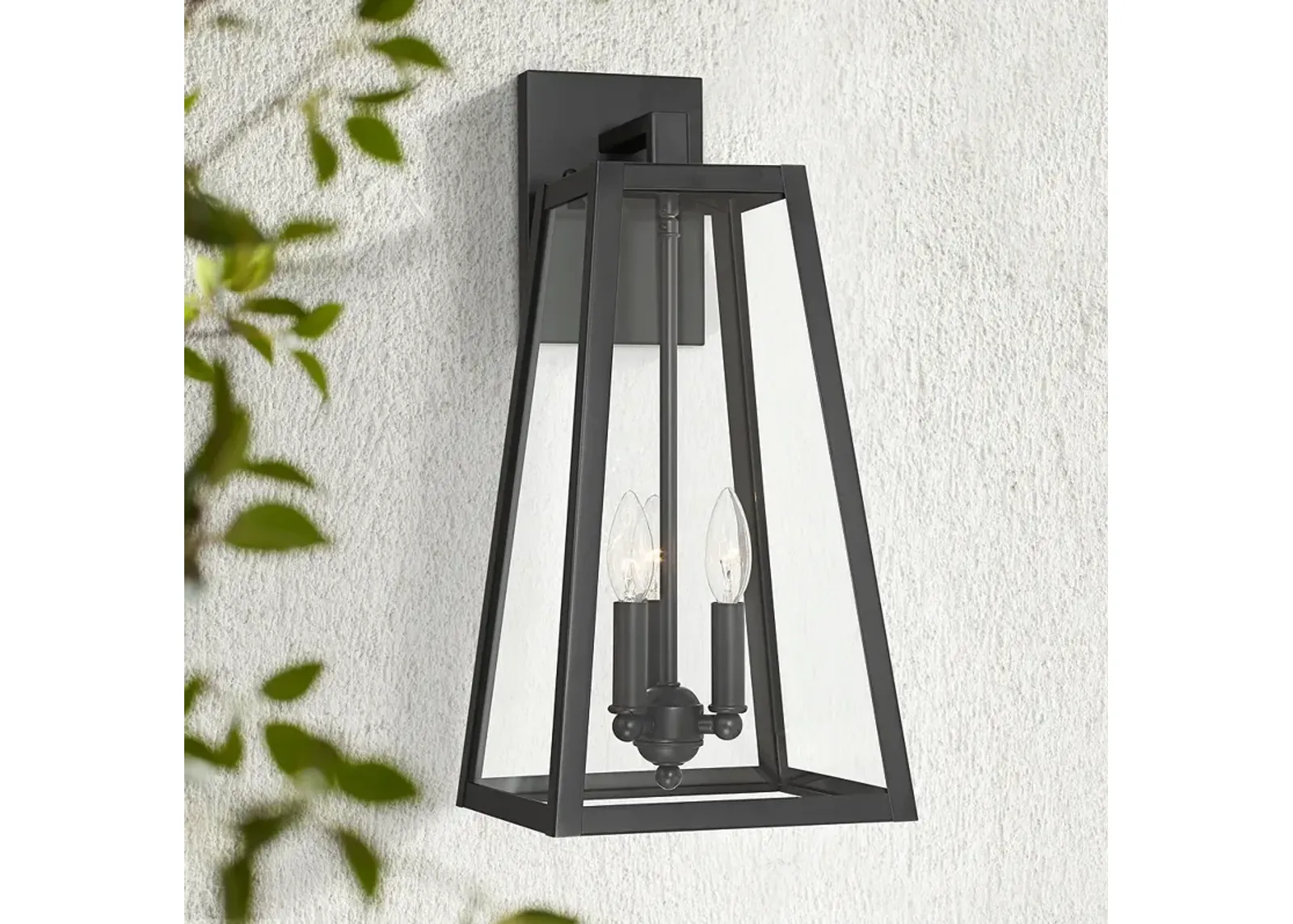 John Timberland Arrington 20" Glass Mystic Black Outdoor Wall Light