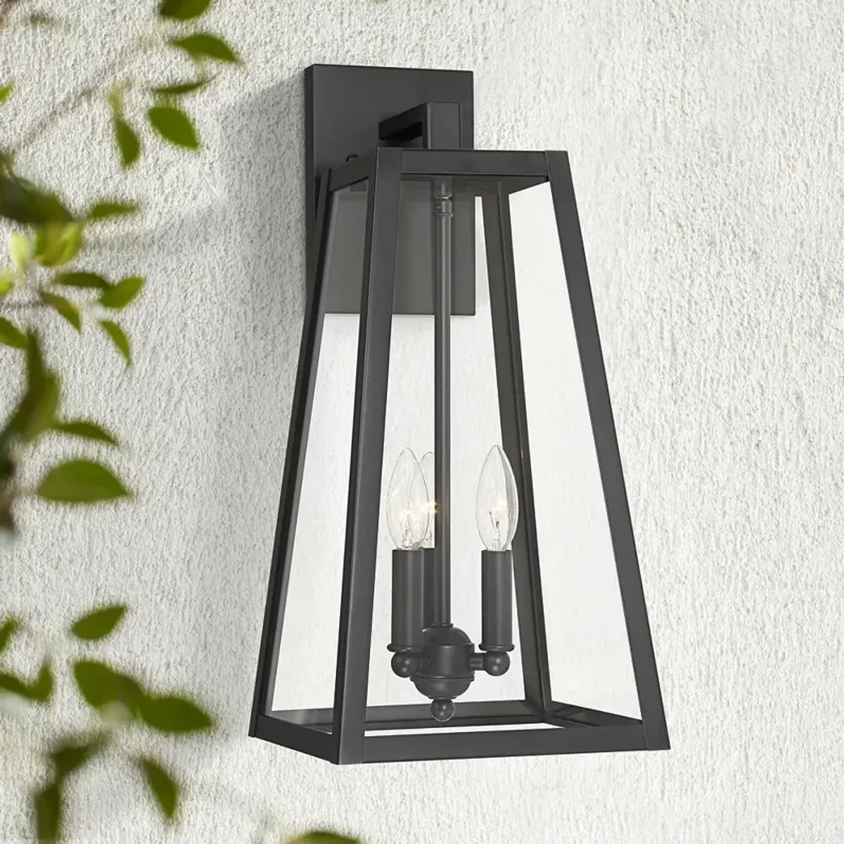 John Timberland Arrington 20" Glass Mystic Black Outdoor Wall Light