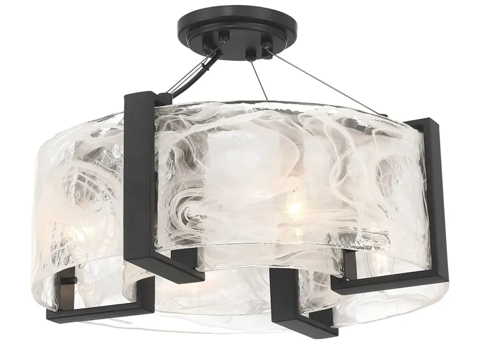 Minka Lavery Cloud Break 4-Light 18-in Black Semi-Flush with Glass Shade