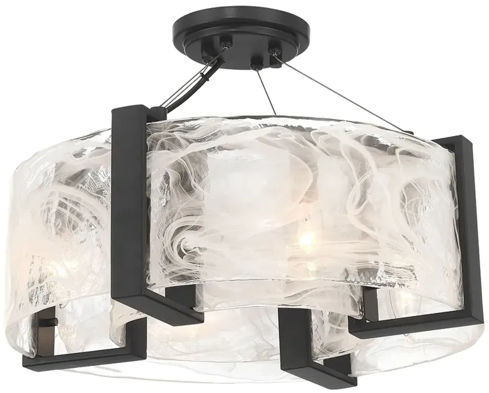 Minka Lavery Cloud Break 4-Light 18-in Black Semi-Flush with Glass Shade