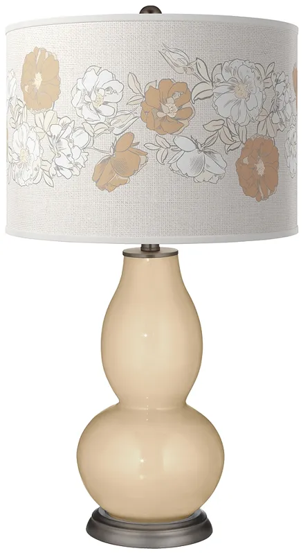 Color Plus Double Gourd 29 1/2" Rose Bouquet Colonial Tan Table Lamp