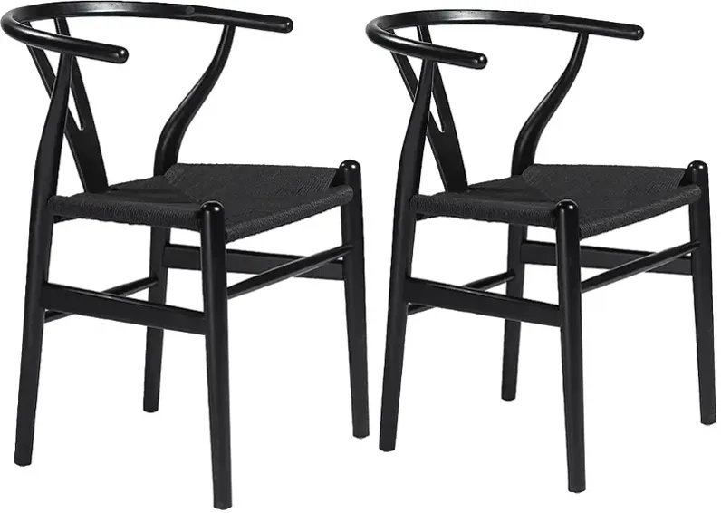 Evelina Black Wood Side Chairs Set of 2