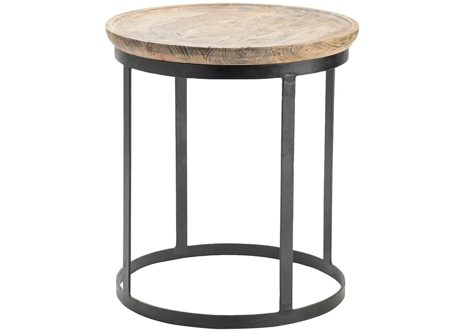 Bengal Manor 22" Wide Mango Wood and Black Iron Round End Table