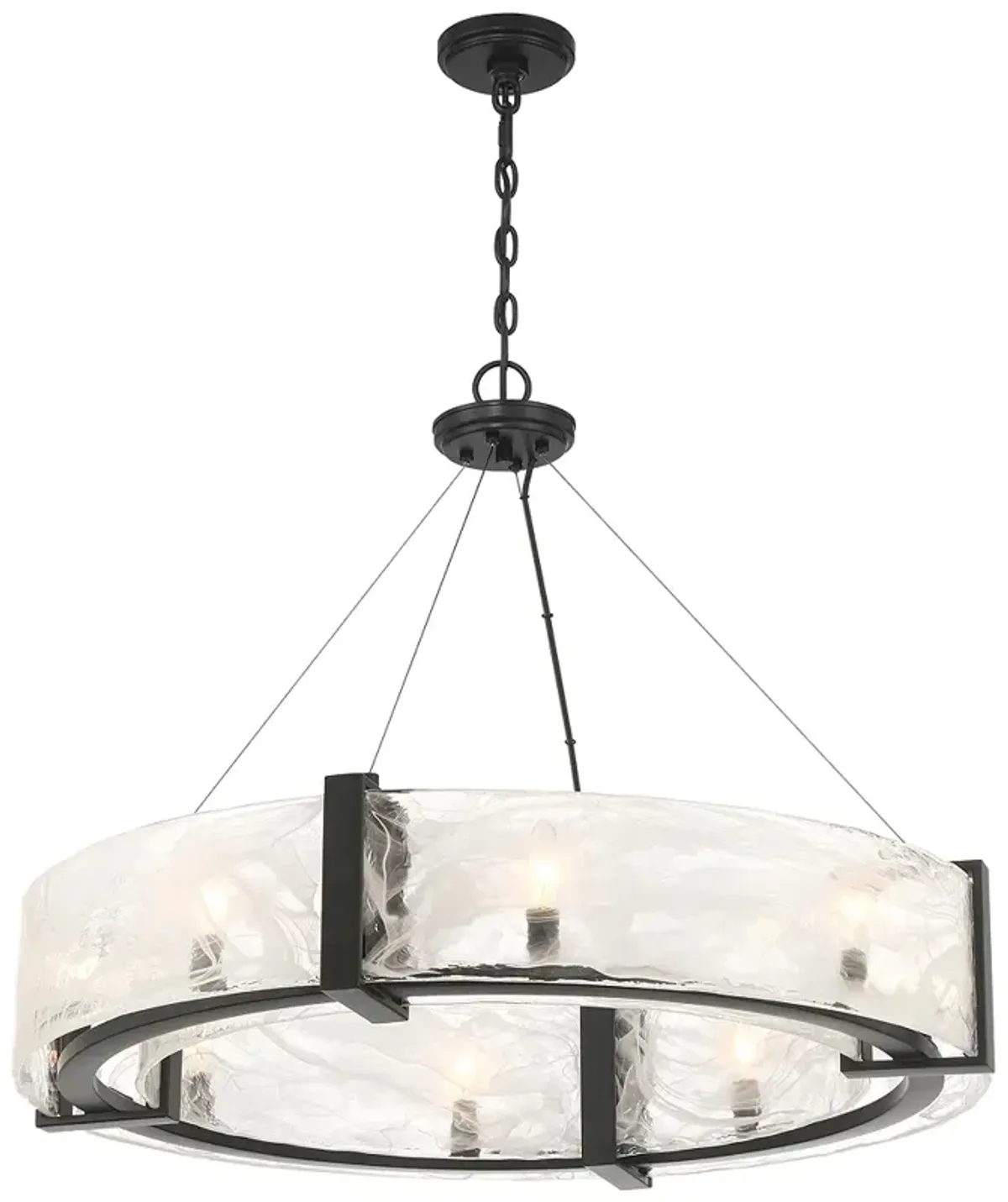 Minka Lavery Cloud Break 8-Light 32.5-in Black Pendant with Glass Shade