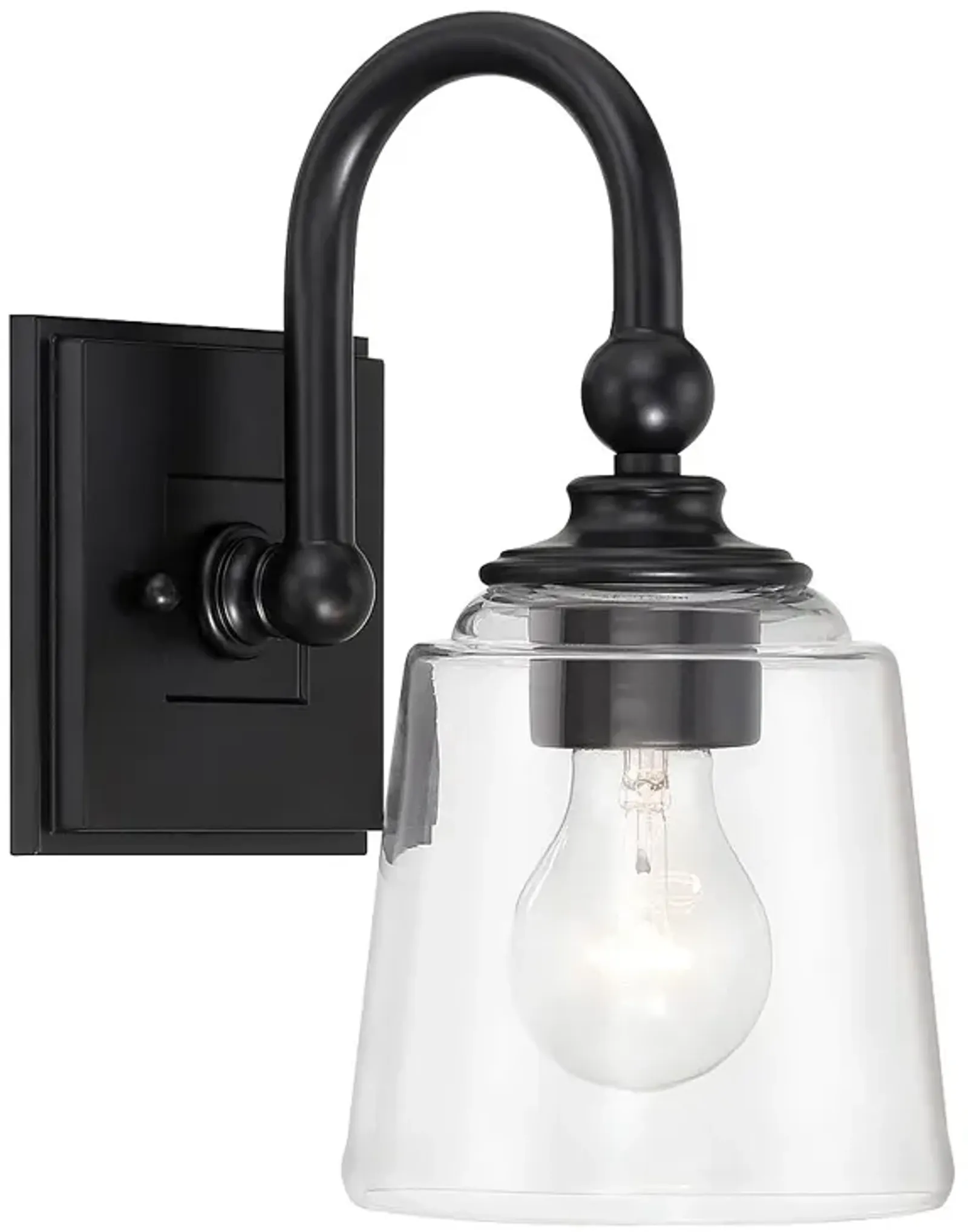 Minka Lavery Antonia 1-Light 5.5-in Black Wall Sconce with Glass Shade