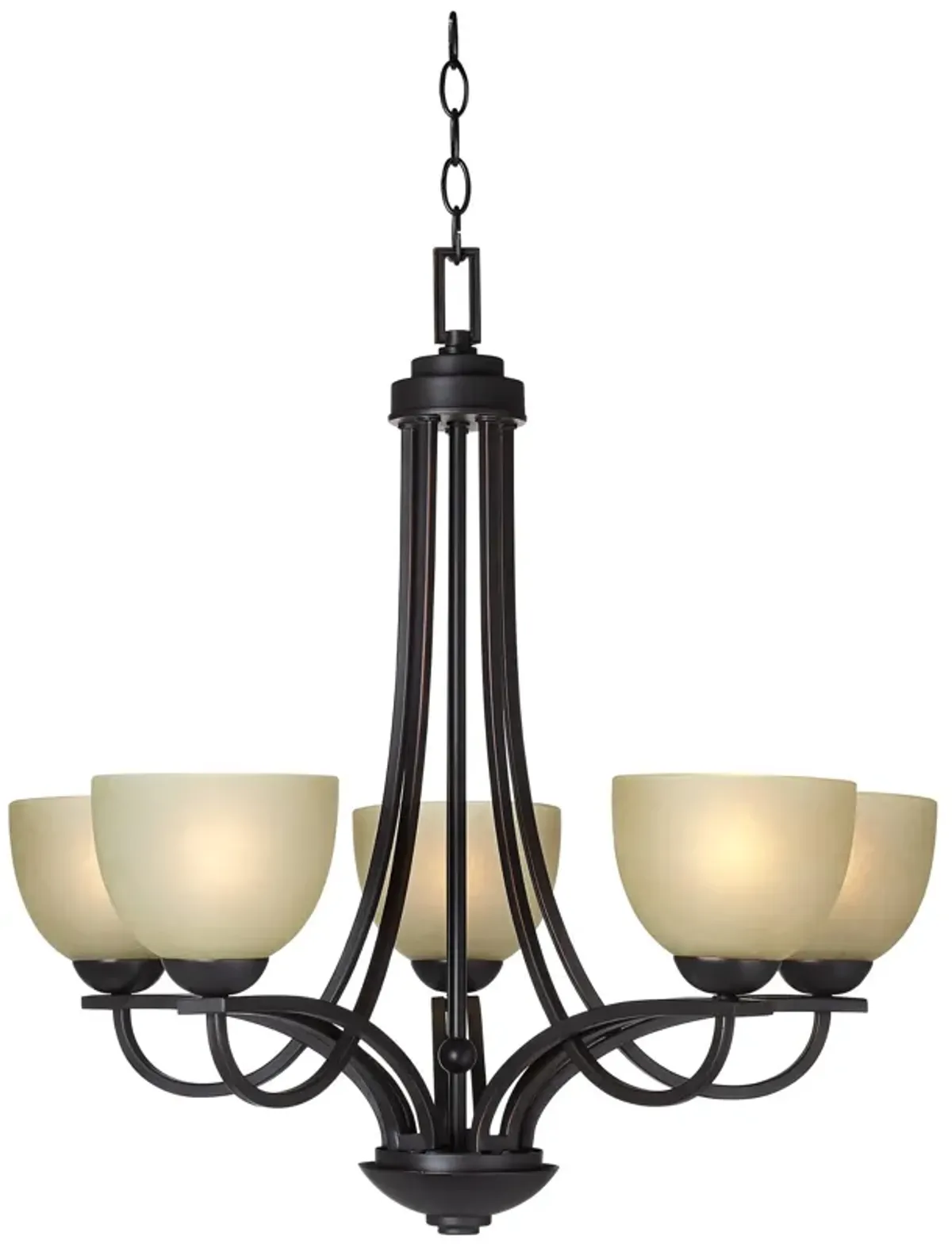 Franklin Iron Works Bennington 26" Italian Bronze 5-Light Chandelier