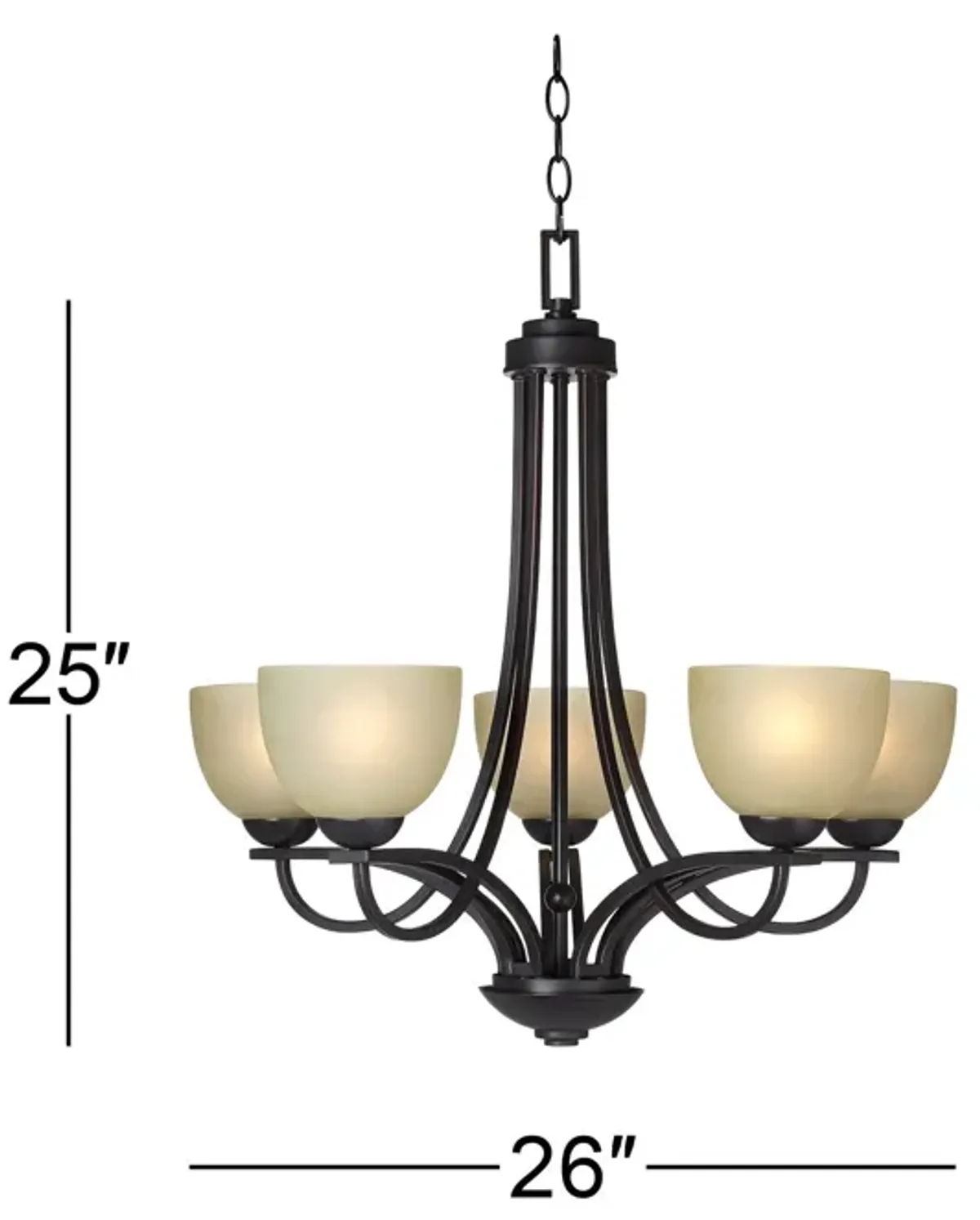 Franklin Iron Works Bennington 26" Italian Bronze 5-Light Chandelier