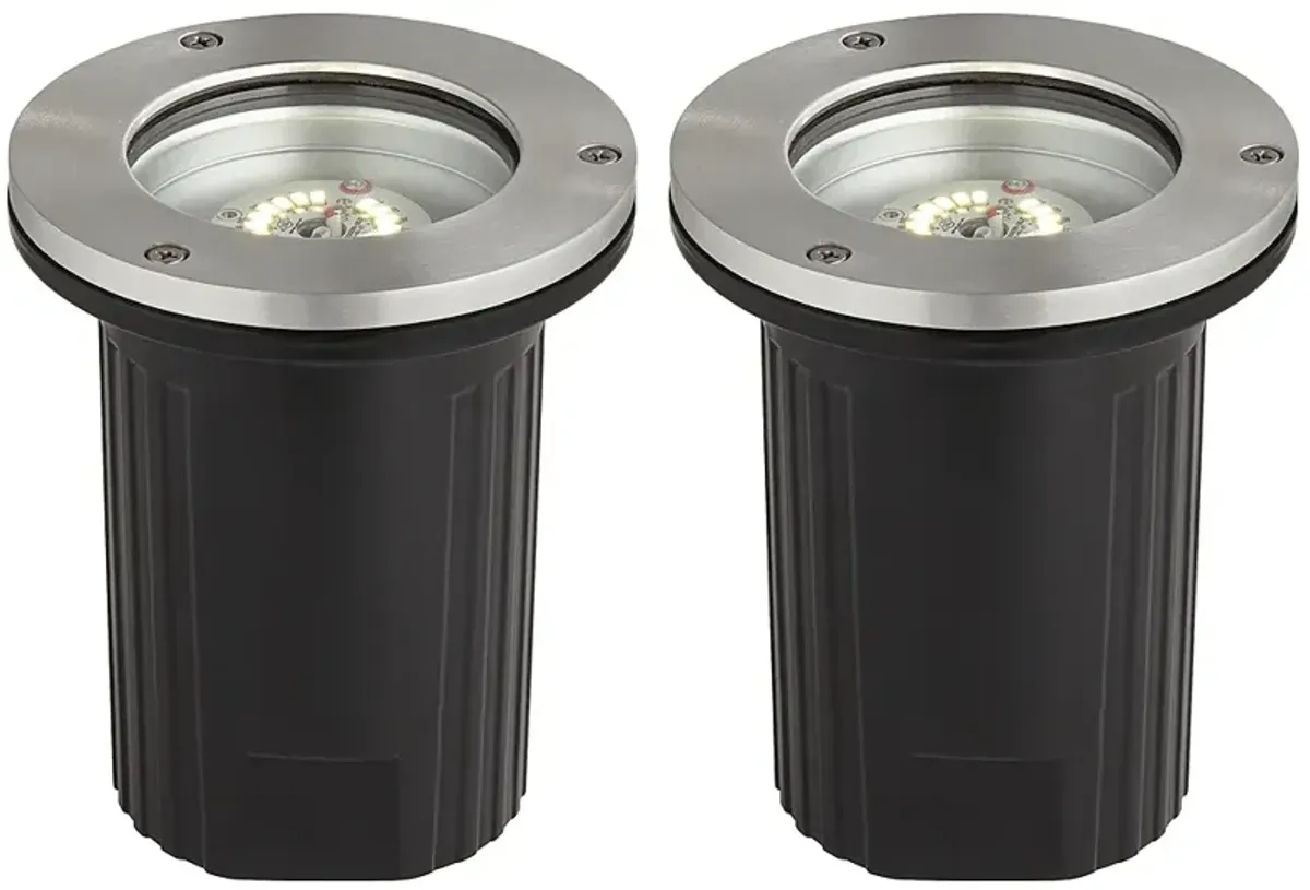 Dara 5 1/4" Wide Silver Black LED In-Ground Lights Set of 2