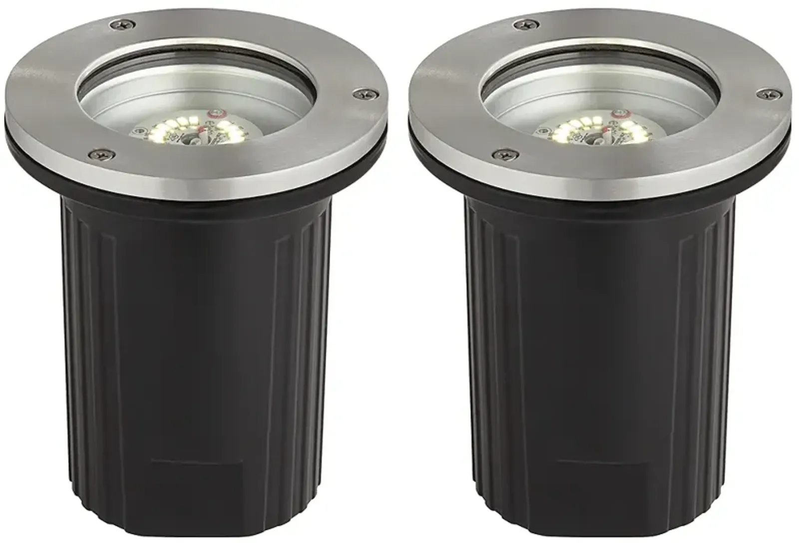 Dara 5 1/4" Wide Silver Black LED In-Ground Lights Set of 2