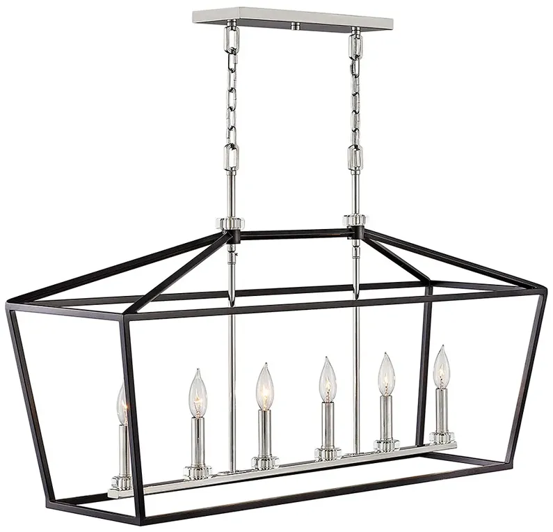 Hinkley Stinson 42" Wide Black Open Frame Linear Island Chandelier