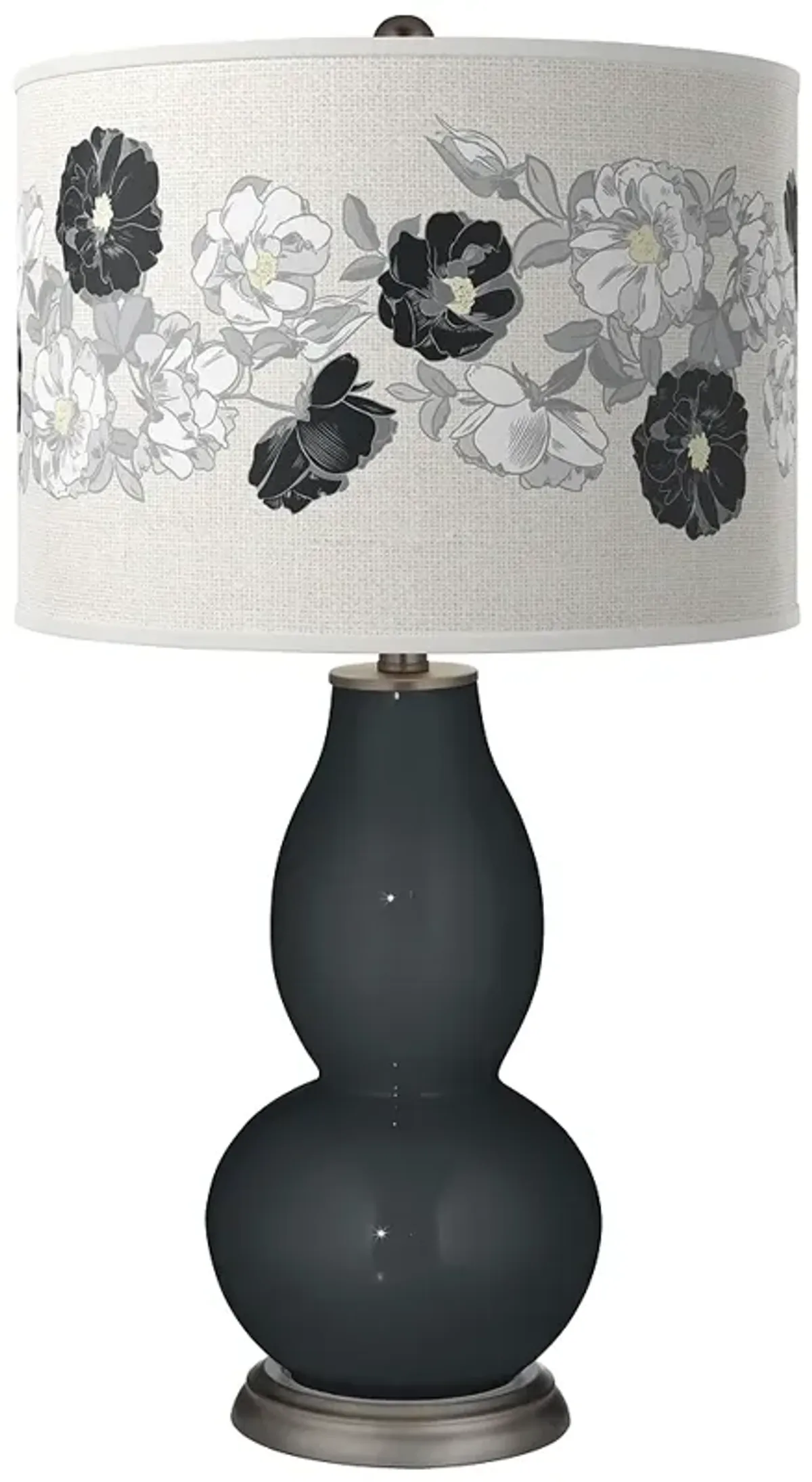 Color Plus Double Gourd 29 1/2" Rose Bouquet Night Black Table Lamp