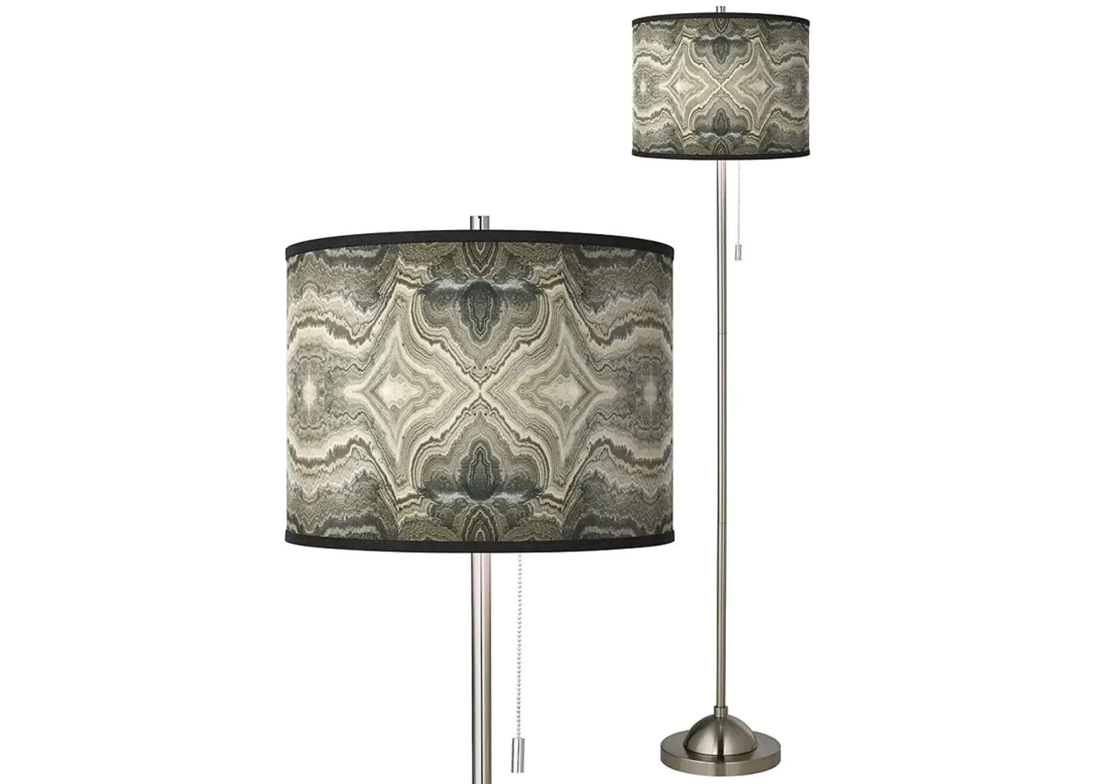 Giclee Glow 62" Sprouting Marble Brushed Nickel Pull Chain Floor Lamp