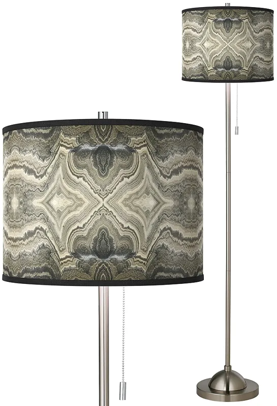 Giclee Glow 62" Sprouting Marble Brushed Nickel Pull Chain Floor Lamp