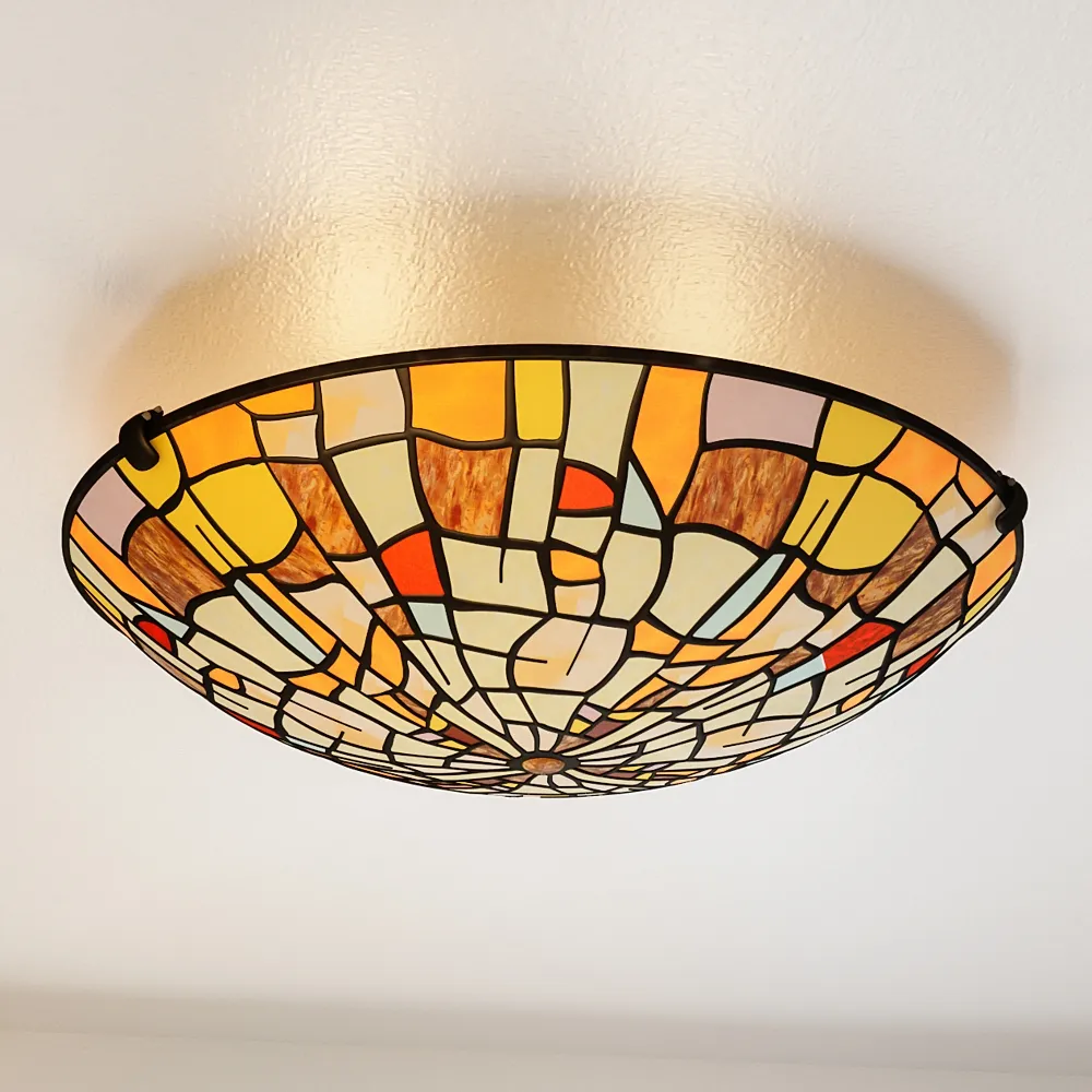 Quoizel Stinson 16 1/2"W Black Tiffany Glass Ceiling Light