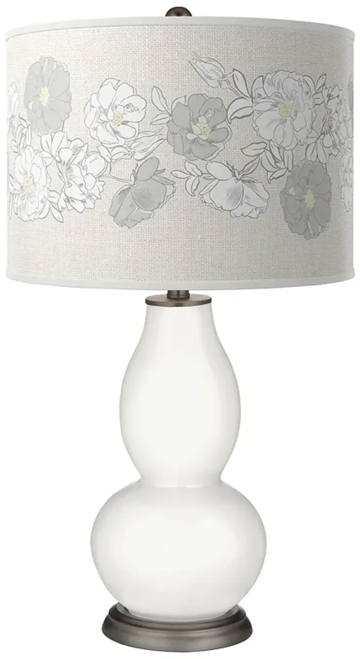 Color Plus Double Gourd 29 1/2" Rose Bouquet Winter White Table Lamp