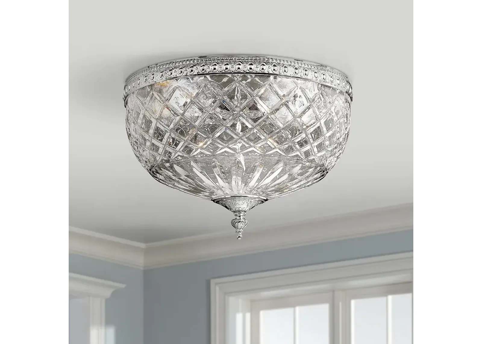 Lead Crystal 12" Wide Flushmount Ceiling Light Fixture