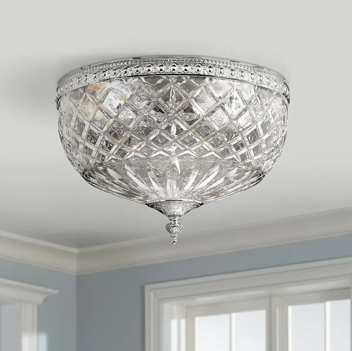 Lead Crystal 12" Wide Flushmount Ceiling Light Fixture