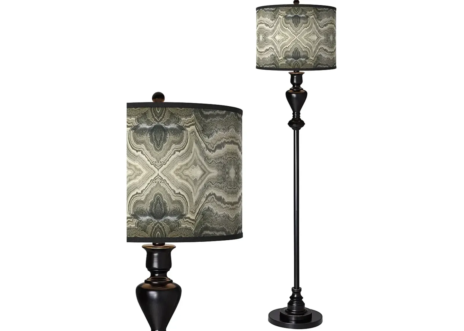 Sprouting Marble Giclee Glow Black Bronze Floor Lamp