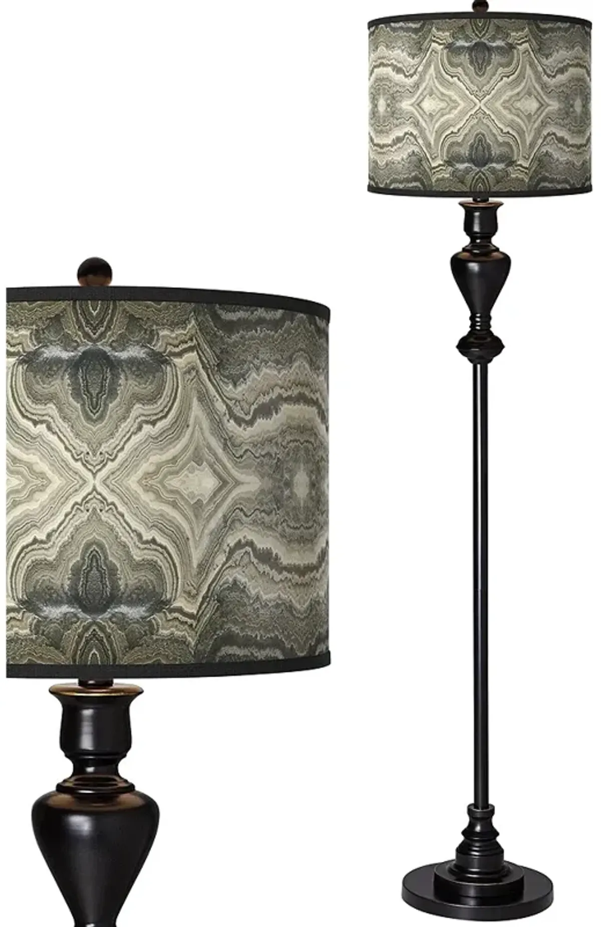 Sprouting Marble Giclee Glow Black Bronze Floor Lamp