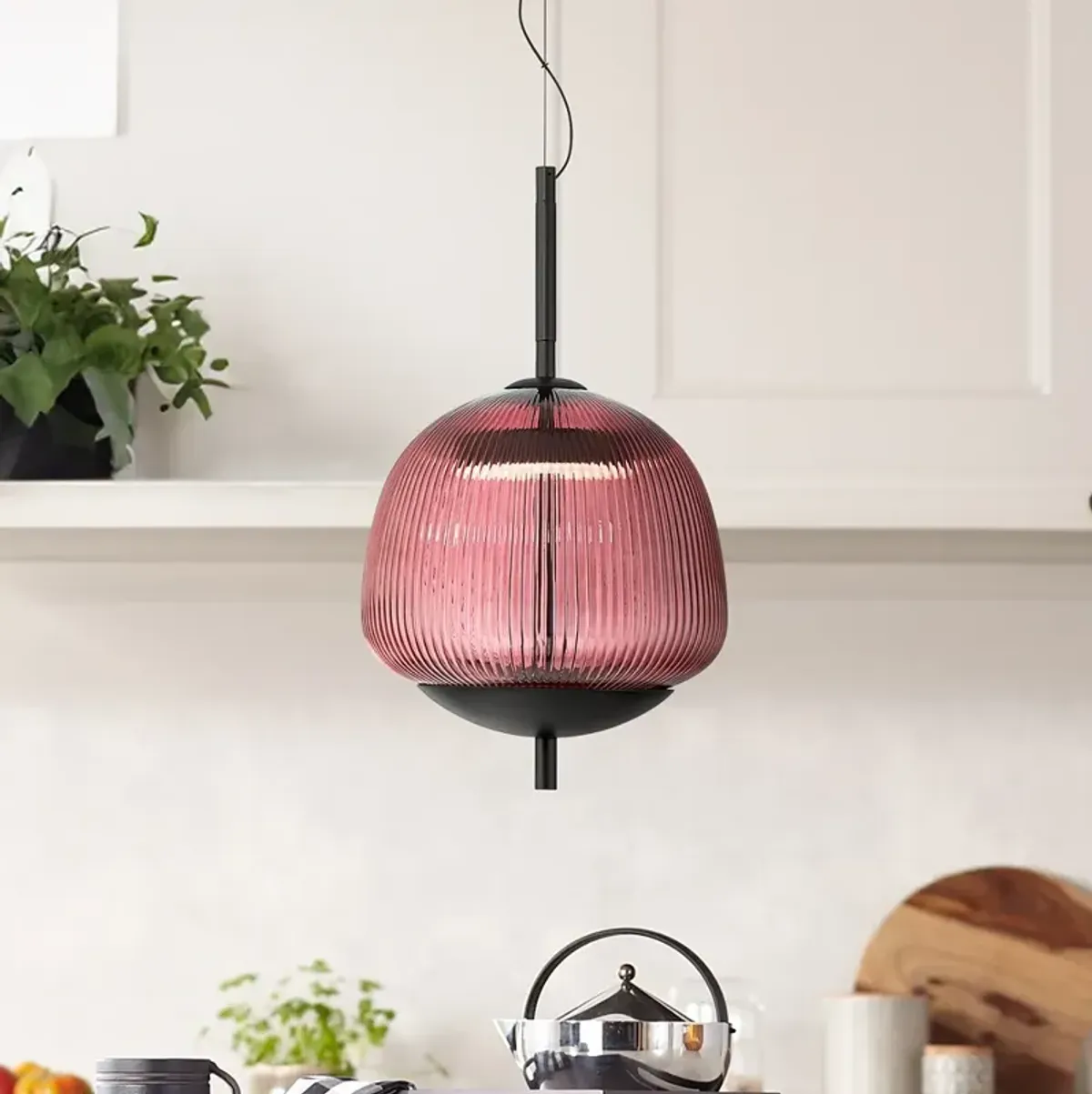 Possini Euro Ziva 9 1/2"W Black + Purple Glass LED Mini Pendant Light