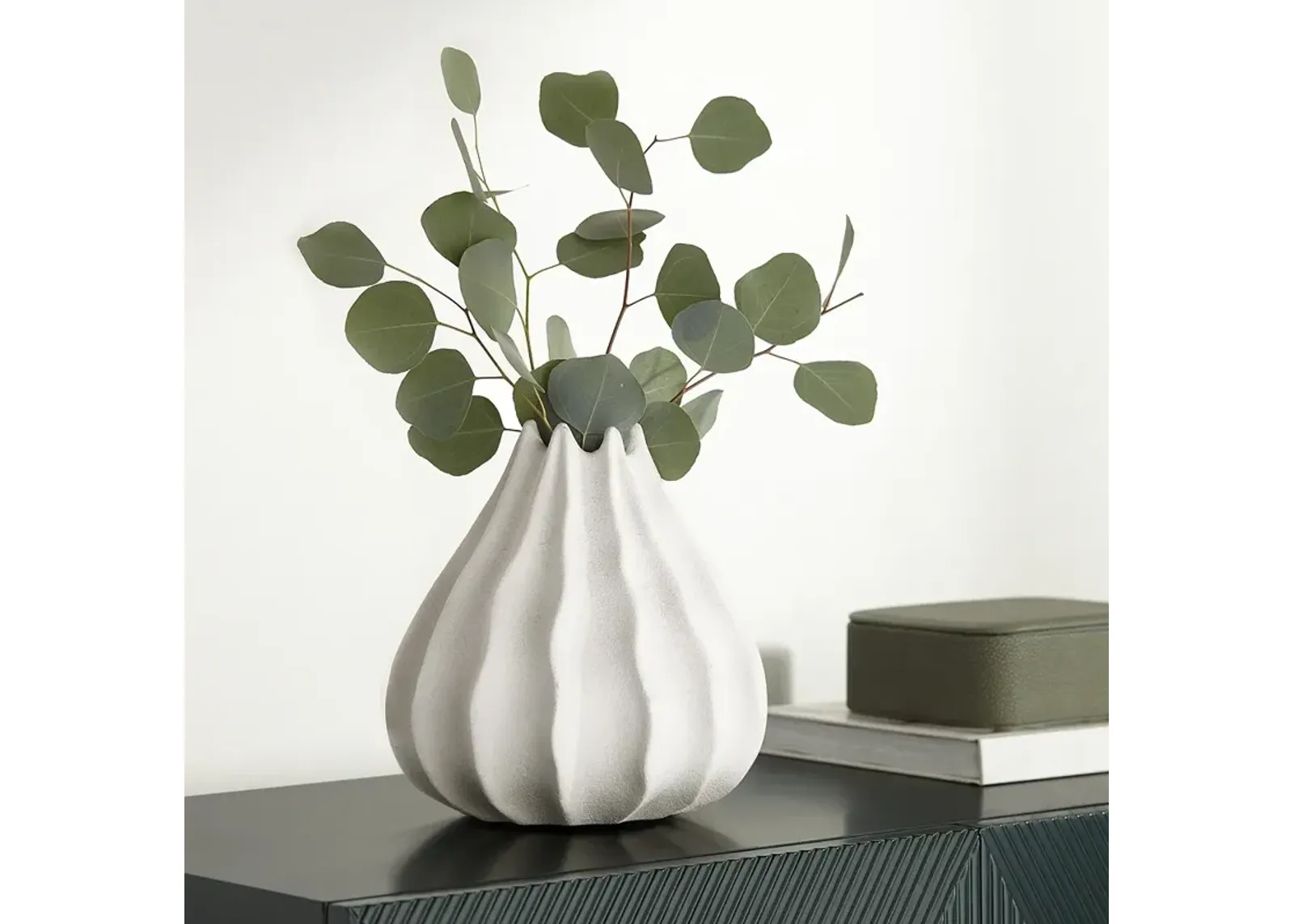 Gilroy 9" High Matte White Organic Pod Decorative Vase