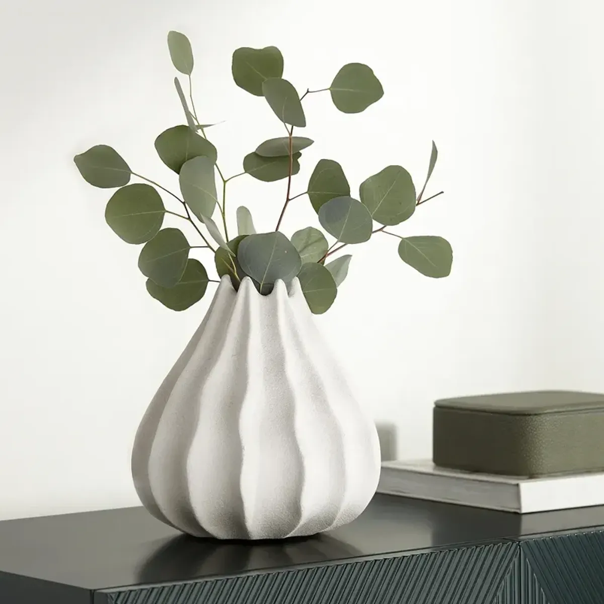 Gilroy 9" High Matte White Organic Pod Decorative Vase