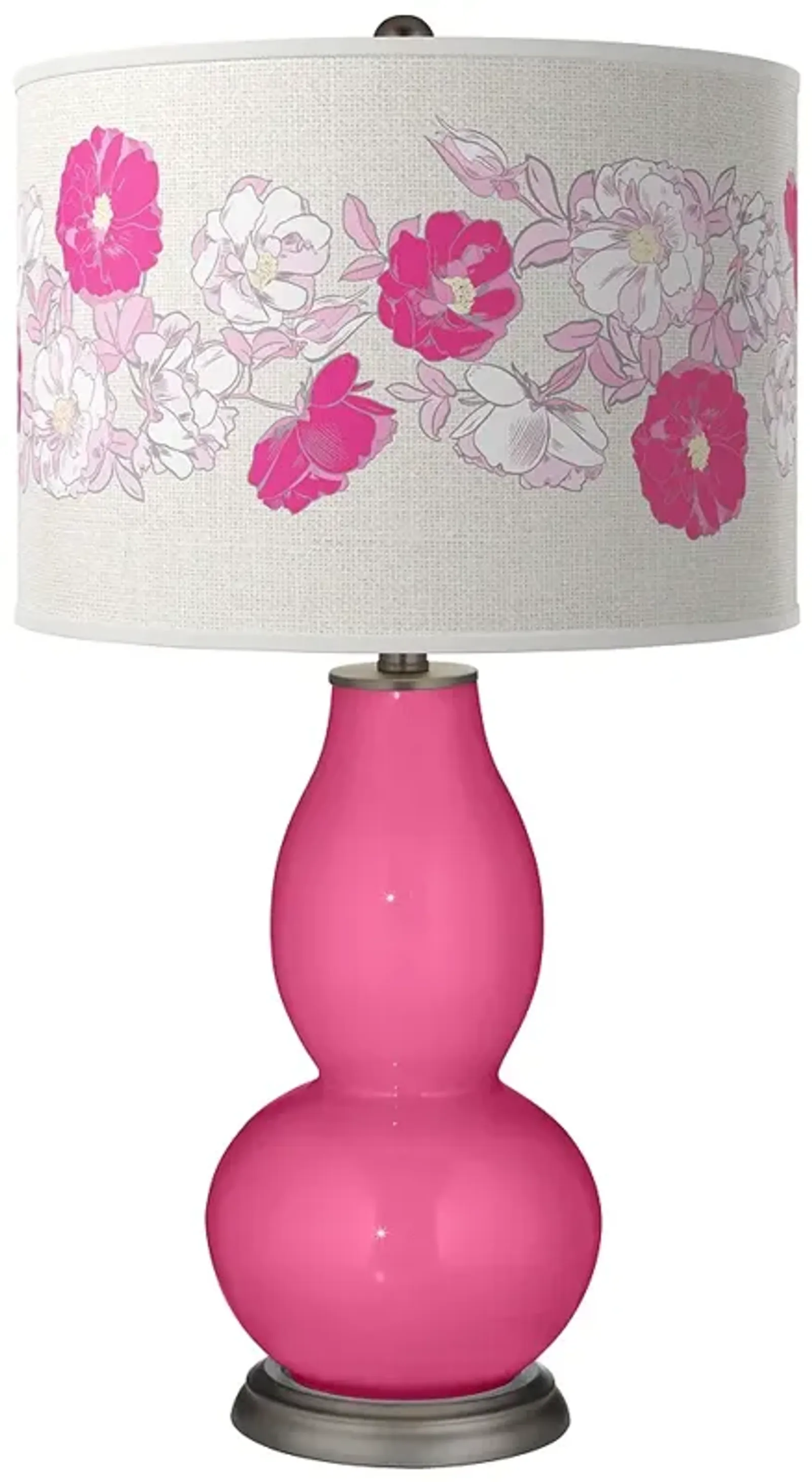 Color Plus Double Gourd 29 1/2" Rose Bouquet Blossom Pink Table Lamp