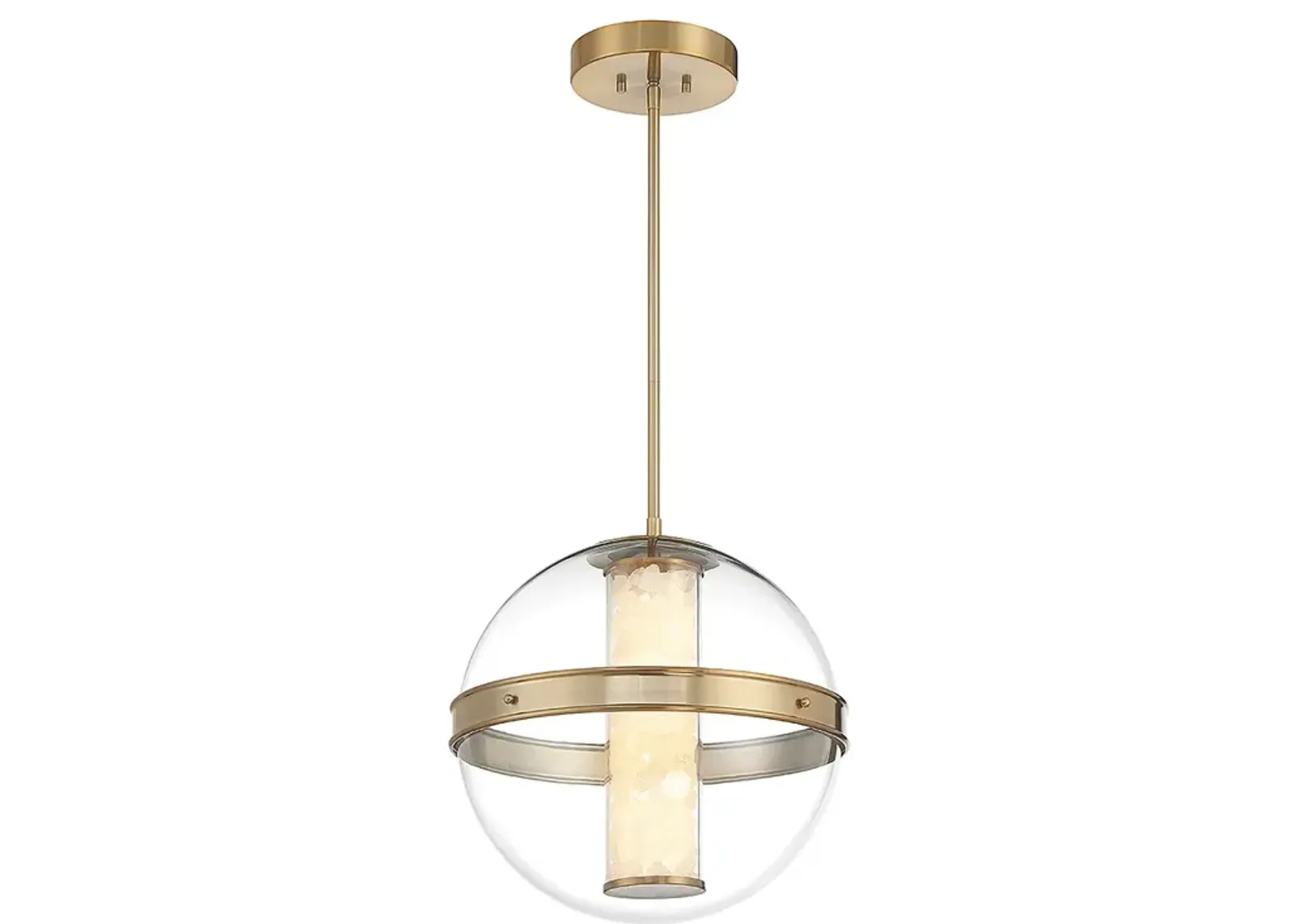 Minka Lavery Divinely 1-Light LED Celeste Brass Pendant and Glass Shade