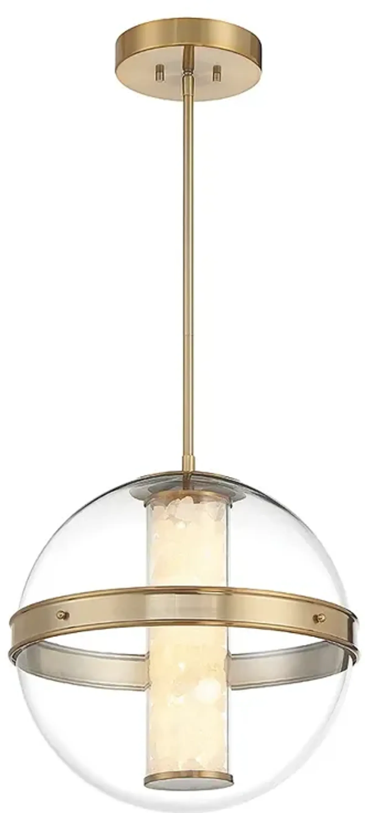 Minka Lavery Divinely 1-Light LED Celeste Brass Pendant and Glass Shade